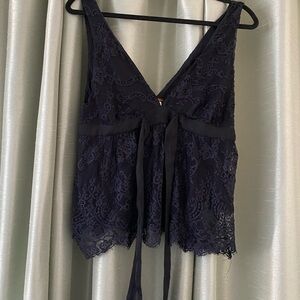 Free People Black Lace Top